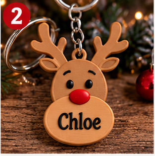Personalized Christmas 3D Printed Keyring