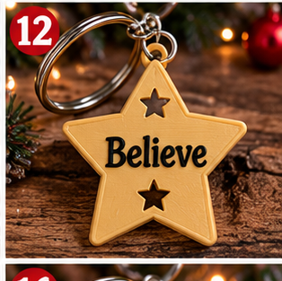 Personalized Christmas 3D Printed Keyring