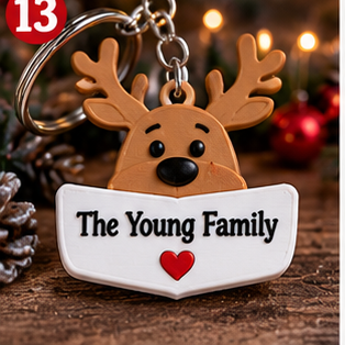 Personalized Christmas 3D Printed Keyring