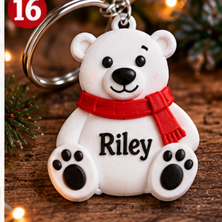 Personalized Christmas 3D Printed Keyring